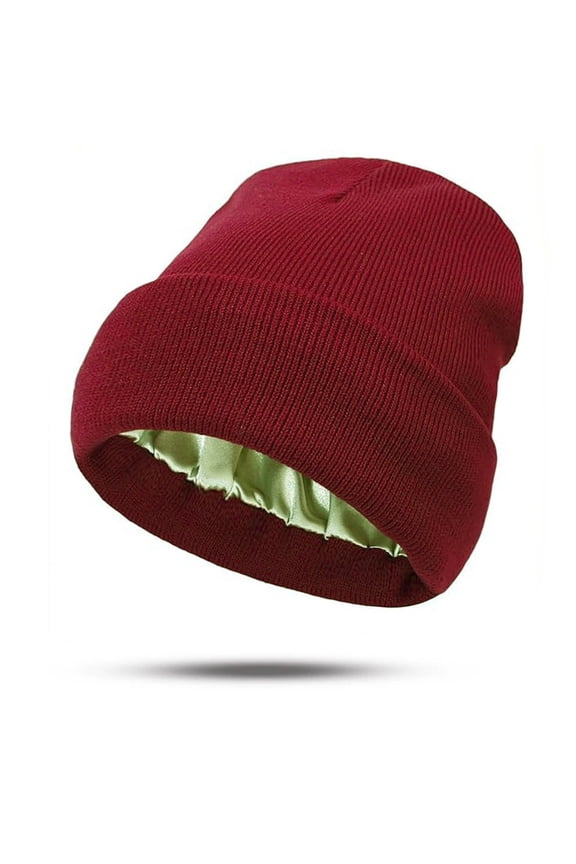 Women’s Protective Hairstyles Warm Knitted Hat Satin Lined Beanie Soft Stretch Winter Cap for Daily Wear Hair Care Comfort and Outdoor Use