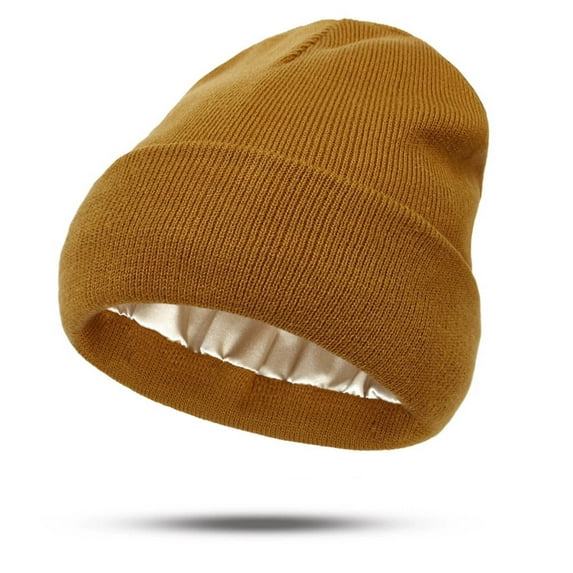 Women’s Protective Hairstyles Warm Knitted Hat Satin Lined Beanie Soft Stretch Winter Cap for Daily Wear Hair Care Comfort and Outdoor Use