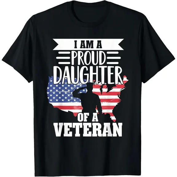 Women's Proud Daughter Veteran Patriotic Graphic T-Shirt