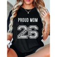 thumbnail image 1 of Women's "Proud Mom Senior 2026" Number-Themed Graphic Breathable T-Shirt Casual Short Sleeve Round Neck Top Black S-5XL, 1 of 5