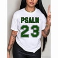 thumbnail image 1 of Women's Psalm 23 Jersey Premium T-Shirt - Casual short sleeve crew neck t-shirt with bold green lettering, soft and breathable fabric, perfect for holiday parties and gift giving, 1 of 7