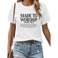 thumbnail image 1 of Women's Psalm 95:1 "Made To Worship" Graphic T Shirt Cotton Comfortable Short Sleeve Round Neck White S-5XL, 1 of 5