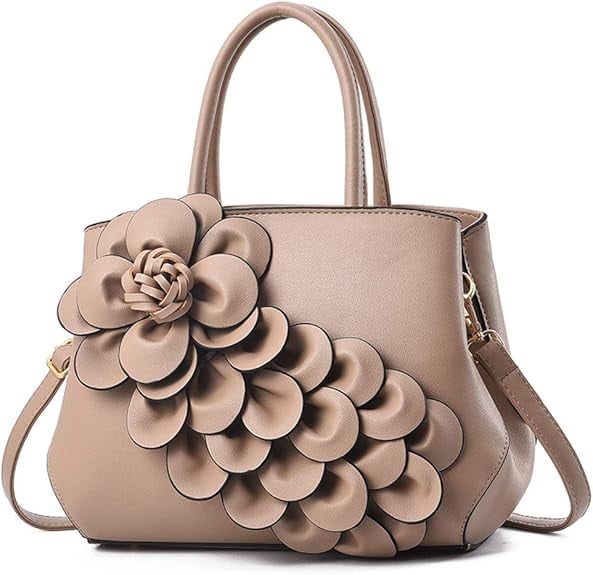 Women's Pu Leather Satchel Handbags 3D Flower Seris Evening Bags Crossbody Tote Purse Bag with Detachable Strap