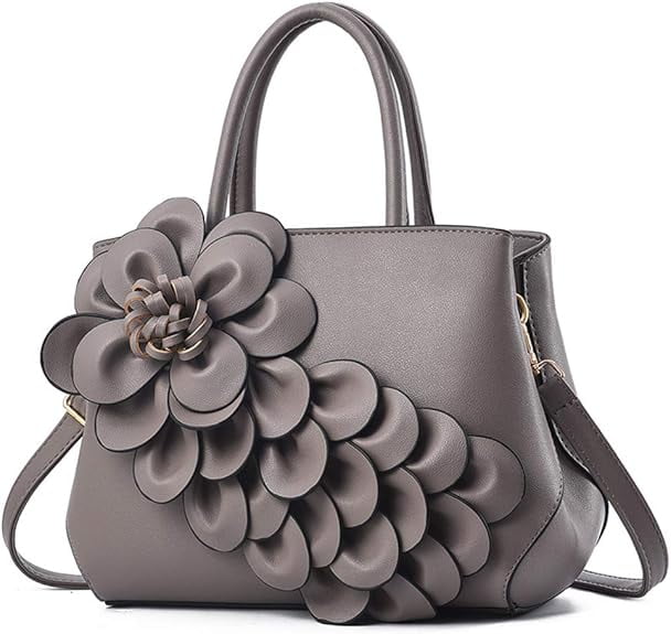 Women's Pu Leather Satchel Handbags 3D Flower Seris Evening Bags Crossbody Tote Purse Bag with Detachable Strap