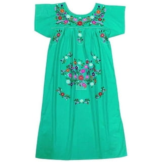 Leos Imports Mexican Dress Puebla (3XL, Aqua) 