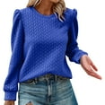 thumbnail image 1 of Women's Puff Long Sleeve Sweatshirts Crewneck Loose Pullover Tops, 1 of 4
