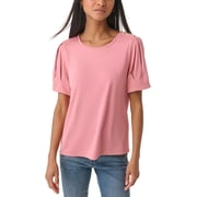 Womens Puff-Sleeve Shoulder-Button Top Shell S
