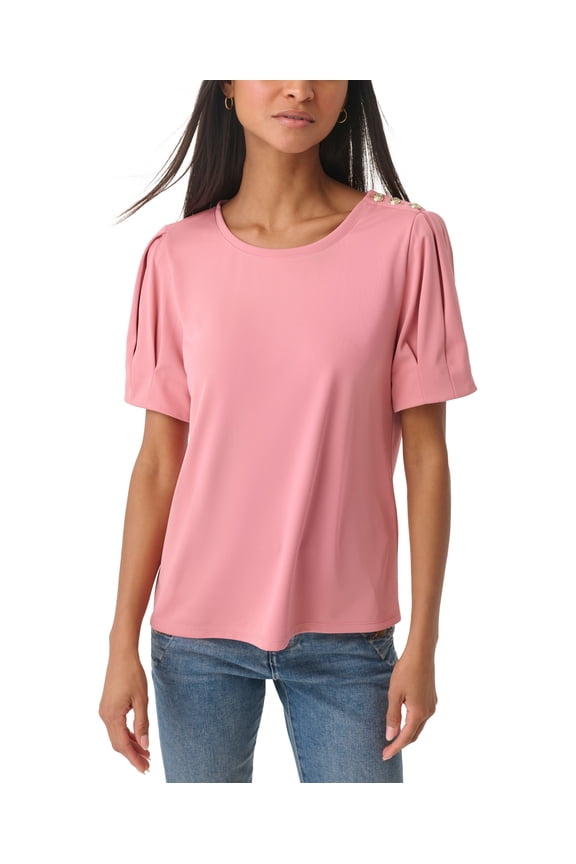 Women's Puff-Sleeve Shoulder-Button Top Shell S