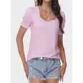 thumbnail image 1 of Women's Loose Fit Puff Sleeve T-Shirt - Square Neck Short Sleeve Top for Business Casual, Work & Summer, 1 of 6