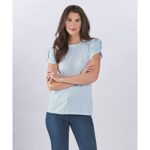 Boxercraft T28 Women's Puff Sleeve Tee-Sky Blue-XXS