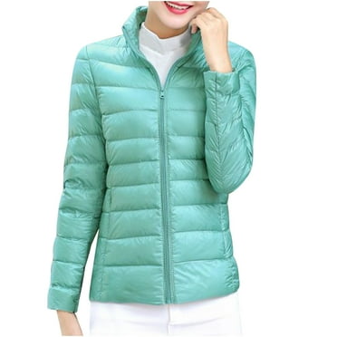 Women's Puffer Jacket Lightweight Quilted Padded Zip-up Stand-collar Winter Coat