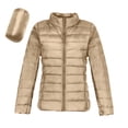 thumbnail image 1 of Women's Puffer Jacket Long Sleeve Stand Collar Zip Up Quilted down Lightweight Winter Coat with Pockets (3XL, Khaki), 1 of 5
