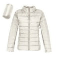 thumbnail image 1 of Women's Puffer Jacket Long Sleeve Stand Collar Zip Up Quilted down Lightweight Winter Coat with Pockets (XL, White), 1 of 5