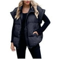 thumbnail image 1 of Women's Puffer Jacket Vest Stand Collar Sleeveless Zipper Jackets Winter Lightweight Outerwear Padded Jackets Black, XL, 1 of 7