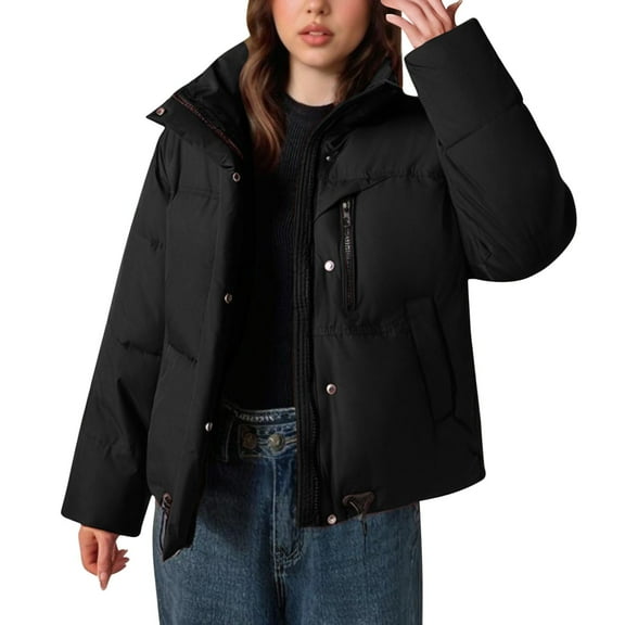 Women’s Puffer Jacket Winter Warm Thicken Down Alternative Coat Insulated Quilted Outerwear Zip Up Hooded Parka Coats