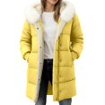 thumbnail image 1 of Women's Puffer Jacket Zipper Button Hooded Down Jacket Lined Thickened Jacket Winter Warm Down Coat, 1 of 5
