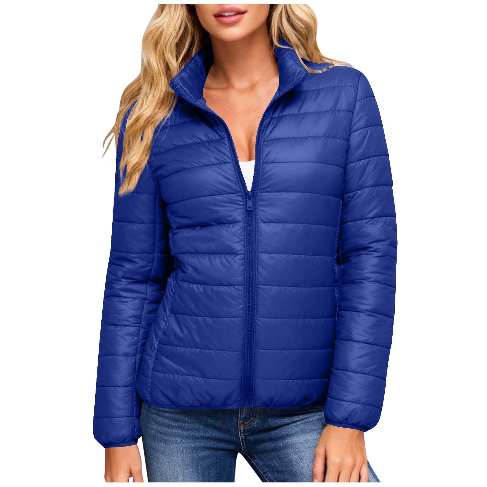 Women's Puffer Jackets Quilted Packable Puffy Coats Lightweight Winter Warm Zip Up Down Jacket Stand Collar