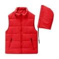 thumbnail image 1 of Women's Puffer Softshell Vest Fashion Full Zip Up Quilted Jackets Mock Neck Sleeveless Jacket with Removable Hood (M, Red), 1 of 6