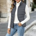 thumbnail image 1 of Women's Puffer Vest Lightweight Quilted Sleeveless Jacket Zip Up Stand Collar Winter Outwears (Dark Gray XXL), 1 of 6