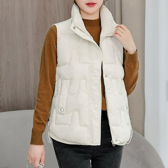Women's Puffer Vest Lightweight Sleeveless Jacket Stand Collar Zip Up Quilted Coats Warm Winter Outdoor Casual Travel Hiking