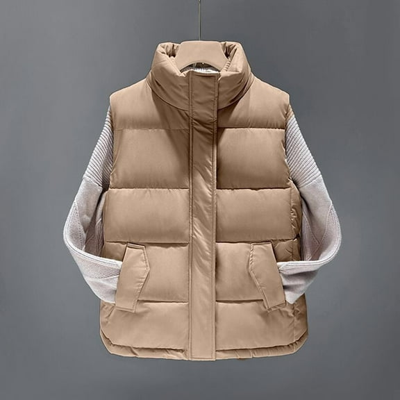 Women's Puffer Vest Lightweight Sleeveless Jacket Stand Collar Zip Up Quilted Coats Warm Winter Outdoor Casual Travel Hiking