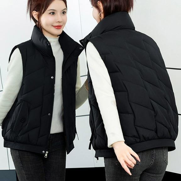Women's Puffer Vest Lightweight Sleeveless Jacket Stand Collar Zip Up Quilted Coats Warm Winter Outdoor Casual Travel Hiking