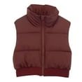 thumbnail image 1 of Women's Puffer Vest Sleeveless Stand Collar Solid Zip Up Cardigan Outerwear Wine L, 1 of 7