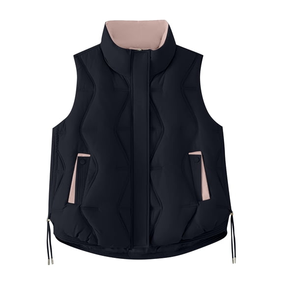 Women's Puffer Vest, Stand Collar Quilted Sleeveless Jacket with Zipper, Warm Layer for Casual Outfits, Hiking & Outdoor Autumn ActivitiesBlackM