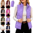 thumbnail image 1 of Women's Puffer Vest Wave Pattern Quilted Ultra-Thin Zip-up Sleeveless for Travel & Commute Vest, 1 of 8