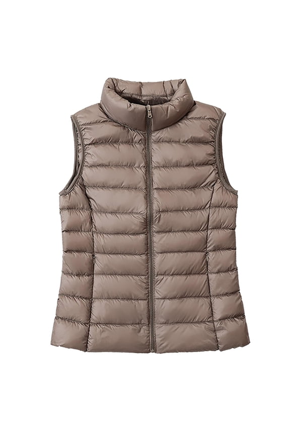 Women's Puffer Vest Winter Quilted Coat Lightweight Bubble Zip Up Sleeveless Warm Stand Collar Thermal Gilet