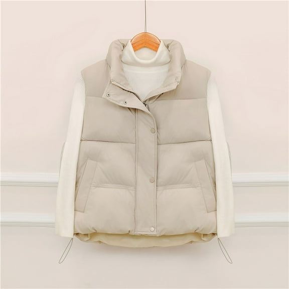 Women's Puffer Vest Zip Up Jacket Sleeveless Lightweight Lapel Collar Padded Gilet for Women Fall Winter Casual Warm with Pockets