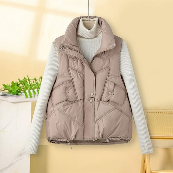 Women's Puffer Vest Zip Up Jacket Sleeveless Lightweight Lapel Collar Padded Gilet for Women Fall Winter Casual Warm with Pockets