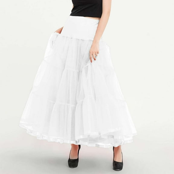 Women's Puffy Long Skirt High Waist Loose Trendy Mesh Tulle A-Line Bubble Skirt Wedding Guest Cocktail Party Evening Maxi Skirt
