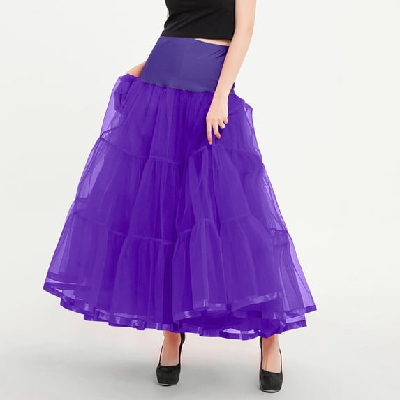 Women's Puffy Long Skirt High Waist Loose Trendy Mesh Tulle A-Line Bubble Skirt Wedding Guest Cocktail Party Evening Maxi Skirt