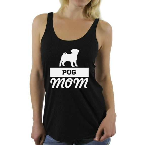 Women's Pug Mom Graphic Racerback Tank Tops Pug Dog Lover