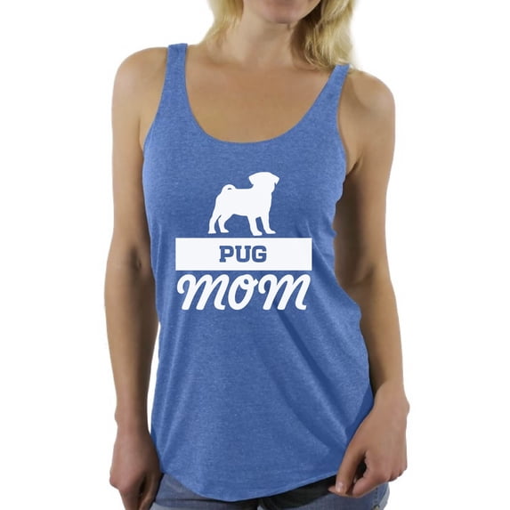 Women's Pug Mom Graphic Racerback Tank Tops Pug Dog Lover