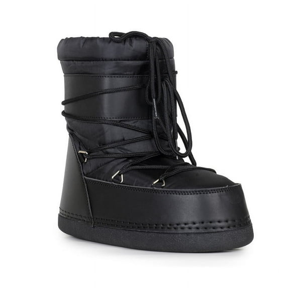 Women's Pull On Cozy Winter Snow Ankle Moon Boots in Black