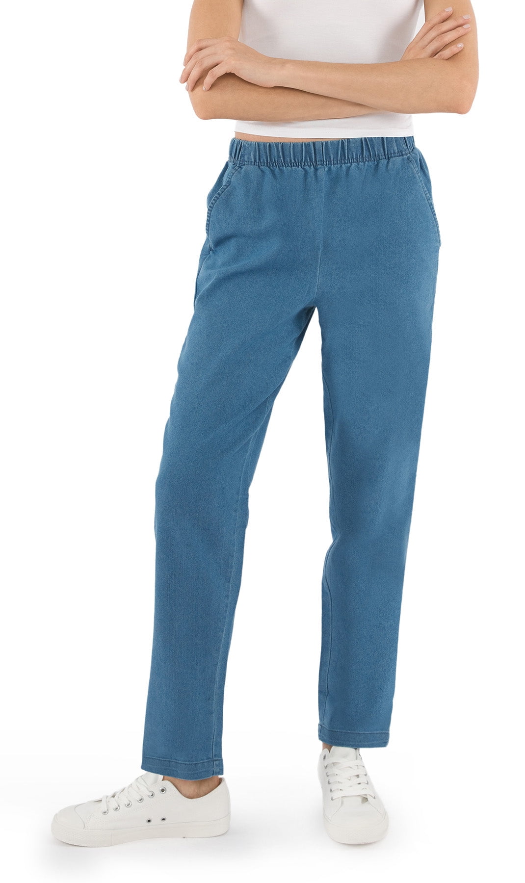 Plus size stretch jeans with elastic waist sale