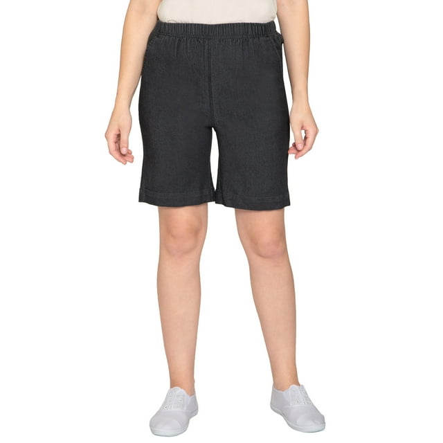 Women's Pull On Denim Shorts Stretch Waist Frees You from Binding Zippers and Buttons