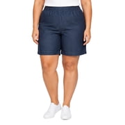 Turtle Bay New York Womens Lightweight Pull On Denim Shorts Elastic Waist Plus Size