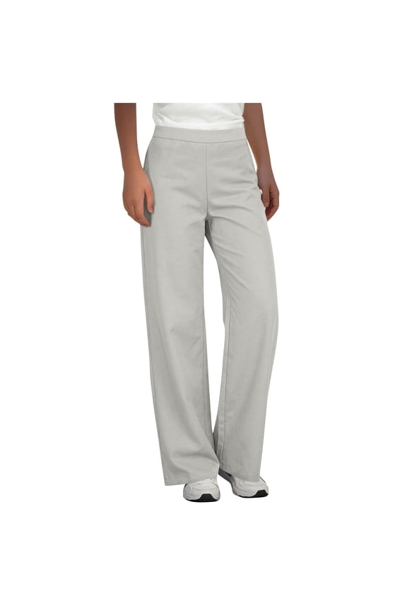 Women's Pull On Dress Pants Elastic High Waist Casual Lounge Relaxed Pant Straight Leg Stretchy Office Work Slacks