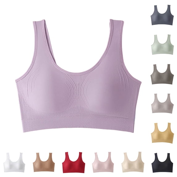Women's Pullover Bra, Fixed Cup Full Coverage Lightly Lined Underwear, Soft Support Comfort Tank Bra | VerBelle,Coffee Free Size