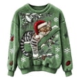 thumbnail image 1 of Women's Pullover Christmas Sweater Cute Cat Snowflake Crewneck Winter Knit Tops Loose Casual Sweaters, 1 of 3