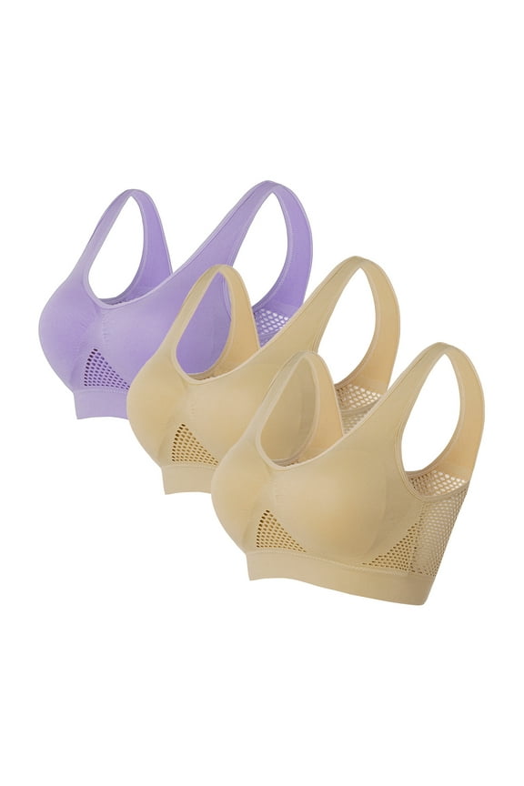 Women's Pullover Comfort Bralette 3 Pack Womens Sports Bras, Women Seamless Liftup Bra Sports Bra Wirefree Gym Yoga Bra with Removable Pads Multicolor XL