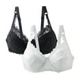 thumbnail image 1 of Women's Pullover Comfy Bralette 2 Packs Women's Lace Bras, Push up Solid Color Soft Balconette Everyday Padding Plus Size Underwire Gathering Underwear Bra White XXL, 1 of 8
