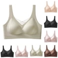 thumbnail image 1 of Women's Pullover Fixed Cup Bra, Full Coverage Wire Free Underwear with Wide Straps, Back Smoothing Light Support Bra | VerBelle,Green M, 1 of 6