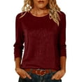 thumbnail image 1 of Women's Pullover Glitter Tops Round Neck Long Sleeve Sweater Basic Casual Solid Color Tunic Tops Fall Soft Sweater, 1 of 7