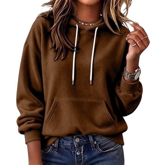 Women's Pullover Hoodie Athleisure Sweatshirt with Drawstring Hood Kangaroo Pocket Soft Casual Hoodies, 3XL