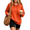thumbnail image 1 of Women's Pullover Hoodie Cozy Fall Sweatshirt with Drawstring Hood Front Pocket Relaxed Fit Hoodies, M, 1 of 6
