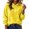 thumbnail image 1 of Women's Pullover Hoodie Cozy Streetwear Sweatshirt with Drawstring Hood Kangaroo Pocket Relaxed Fit Hoodies, L, 1 of 5